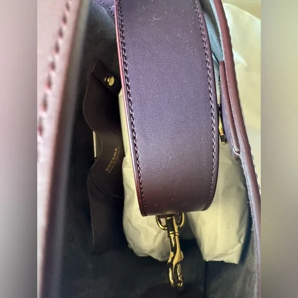 NWT CUYANA Mini Linea Bucket Bag in PLUM Smooth Leather - Picture 4 of 12